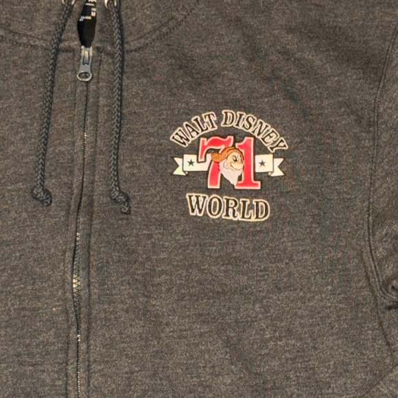 Walt Disney Mens Womens small Hoodie gray zip up Grumpy character embroidered - Picture 2 of 8